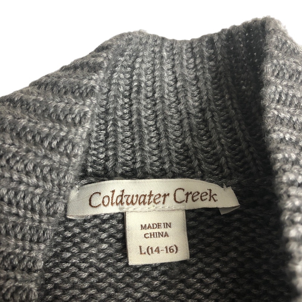 Coldwater Creek Longline Sweater Womens L Gray Zip Mock Neck Tunic Wool Blend - Picture 3 of 13